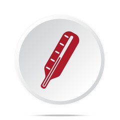 Red Thermometer icon on white web button