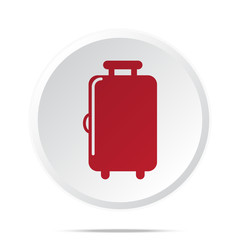 Red Luggage icon on white web button