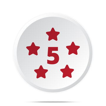 Red Five Star icon on white web button