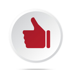 Red Thumb Up icon on white web button