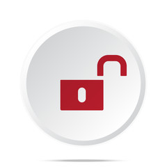 Red Unlock icon on white web button