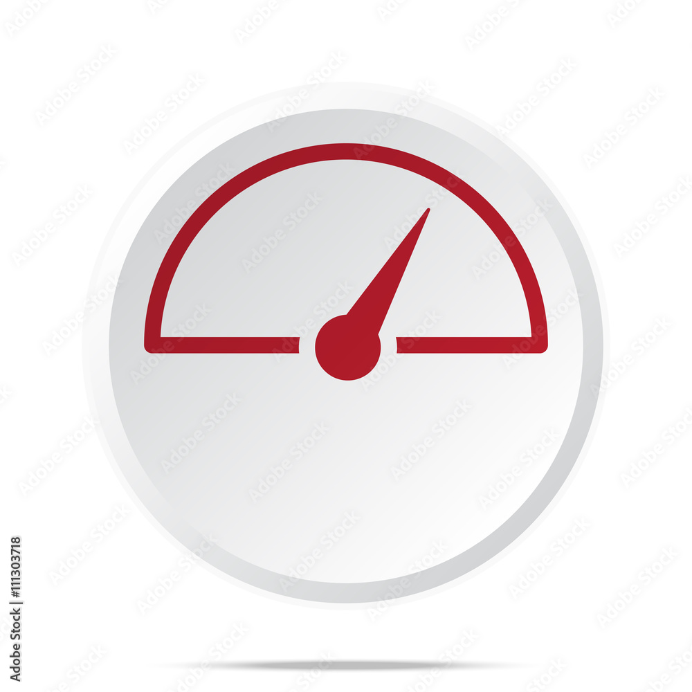 Wall mural red speed meter icon on white web button