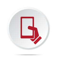 Red Smartphone  icon on white web button