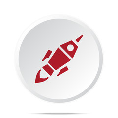 Red Rocket Launch icon on white web button