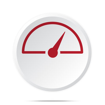 Red Speed Meter icon on white web button