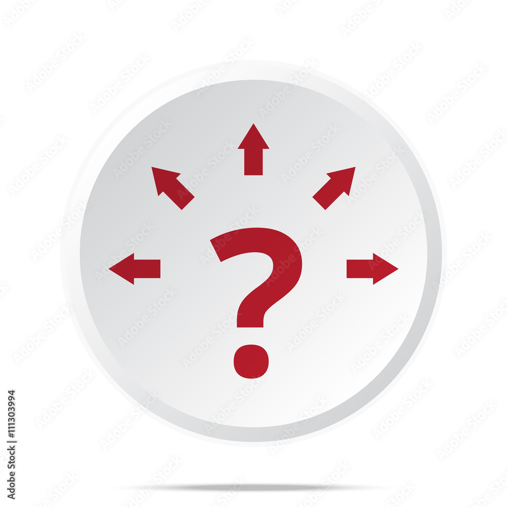Poster red question mark arrows icon on white web button