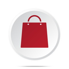 Red Shopping Bag icon on white web button