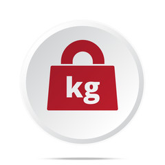 Red Weight Kilograms icon on white web button