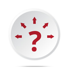 Red Question Mark Arrows icon on white web button