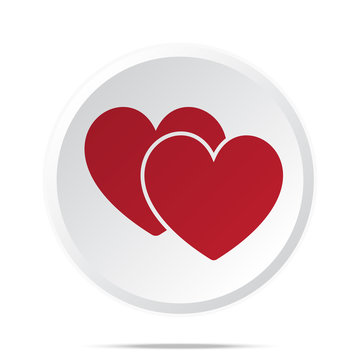 Red Love Sign icon on white web button