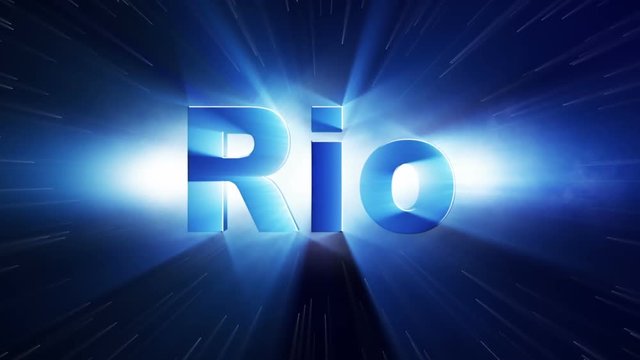 RIO Text Animation Lights Rays Explosion, Loop, 4k
