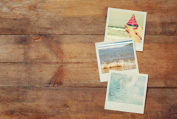 top view of instant polaroid photos album