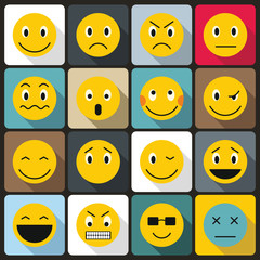 Fototapeta premium Emoticon icons set, flat style
