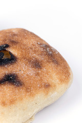 Turkey traditional bread copy space white background