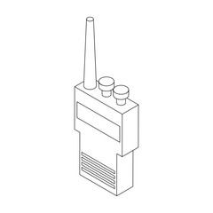Portable handheld radio icon, isometric 3d style