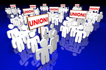 Union Workers People Meeting Signs 3d Animation