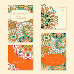 Greeting card design with mandala pattern.