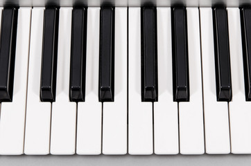 Naklejka premium top view closeup of piano keys