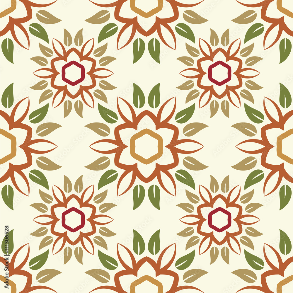 Sticker flower leaves seamless pattern