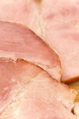 Macro closeup domestic smoked cooked ham
