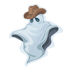 Classic white sad Ghost in a cowboy hat