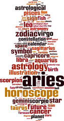 Obraz premium Aries word cloud concept. Vector illustration