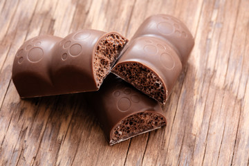 part porous chocolate close-up