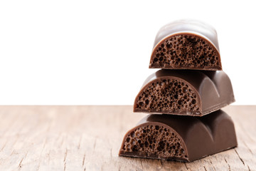 part porous chocolate close-up