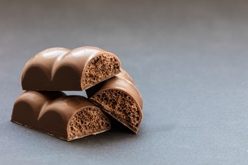 part porous chocolate close-up