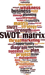 SWOT matrix word cloud concept. Vector illustration