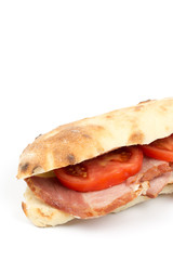 Sandwich somun smoked ham tomato copy space