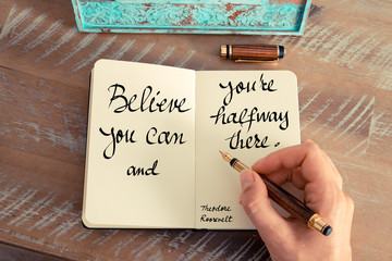 Believe you can and you're halfway there - Theodore Roosevelt - obrazy, fototapety, plakaty