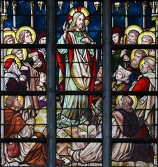 Naklejka premium Stained Glass - Sermon on the Mount