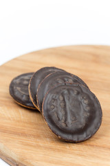 Jaffa cakes cookies chocolate orange isolated over white