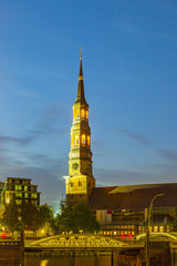 The tower of St. Catherine church in Hamburg