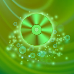 Compact Disc Isolated on Green Wave Blurred Background