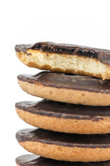 Jaffa chocolate orange cookies tilled up like tower