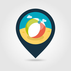 Beach Ball pin map icon. Summer. Vacation