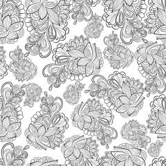Seamless black and white pattern in a zentangle style
