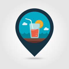 Cocktail pin map icon. Summer. Vacation