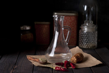 spices on dark background