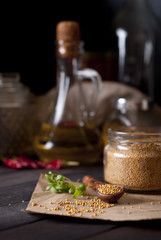 mustard. selective focus