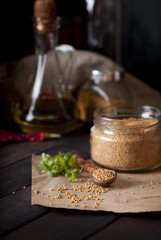 mustard. selective focus