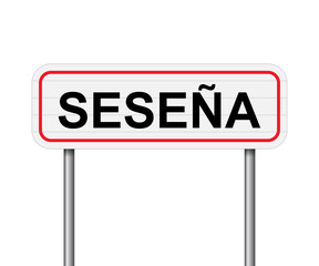 Welcome to Sesena Spain road sign vector