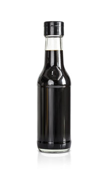 bottle of soy bean sauce isolated on white background