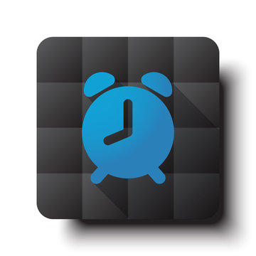 Flat Alarm Clock icon on black app button with drop shadow