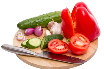 Fresh vegetables on the cutting board