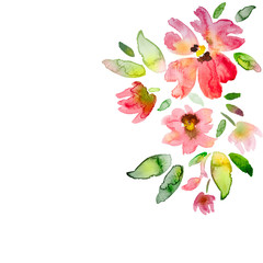 Decorative Card with Watercolor Flowers (hand-painted)
