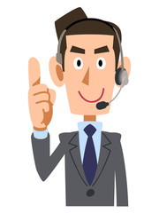 ヘッドセットを装着したビジネスマンが青ざめる
