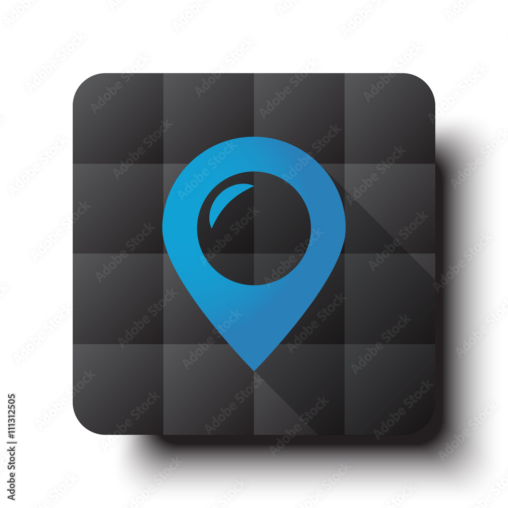 Wall mural flat place icon on black app button with drop shadow